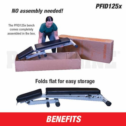 Body-Solid Powerline Folding Bench - 7-Position Adjustable Weight Bench for Home Gym, Incline/Decline, No Assembly Required, Silver/Black