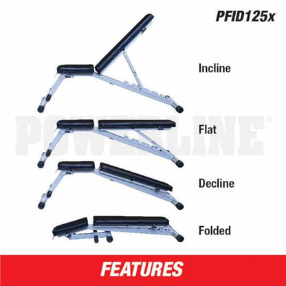 Body-Solid Powerline Folding Bench - 7-Position Adjustable Weight Bench for Home Gym, Incline/Decline, No Assembly Required, Silver/Black